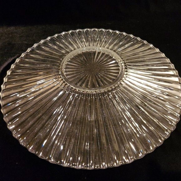 Beautiful Contemporary Round Clear Glass Serving Platter 11 1/2" Diameter - Picture 4 of 7